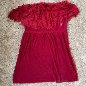 SHEIN XXL 2XL Red Lacy Lingerie Sleepwear slip